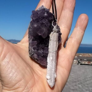 Wire wrapped Fairy Quartz wand pendants