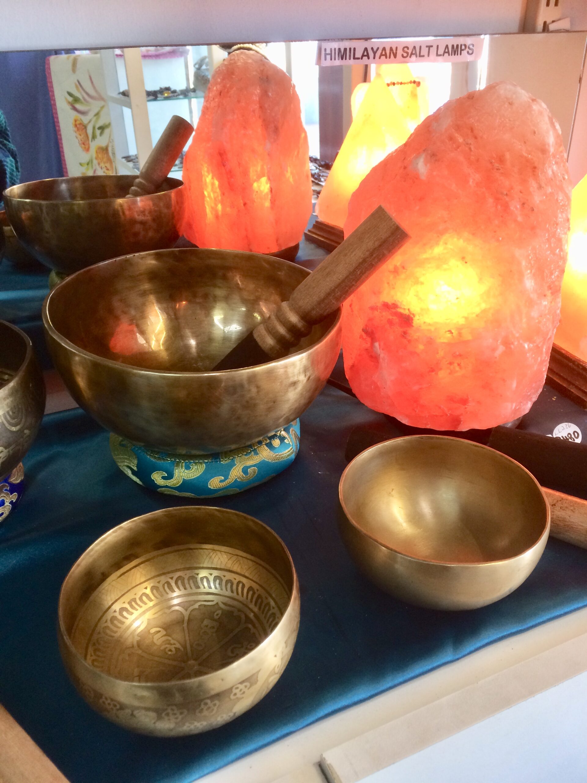 Tibetan bowl and salt lamps
